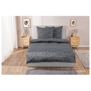 LIVARNO home Bettwäsche aus Baumwollsatin, 220 x 200 cm, grau - B-Ware neuwertig