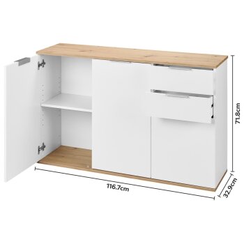 LIVARNO Sideboard, Perlweiß/Artisan-Eiche-Nachbildung - B-Ware Transportschaden