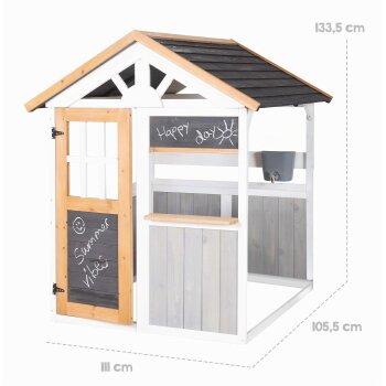 roba Gartenspielhaus mit Spielküche und Picknicktisch, Holz, mehrfarbig lasiert - B-Ware Transportschaden Kosmetisch