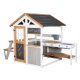 roba Gartenspielhaus mit Spielküche und Picknicktisch, Holz, mehrfarbig lasiert - B-Ware Transportschaden Kosmetisch