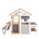 roba Gartenspielhaus mit Spielküche und Picknicktisch, Holz, mehrfarbig lasiert - B-Ware Transportschaden Kosmetisch