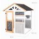 roba Gartenspielhaus mit Spielküche und Picknicktisch, Holz, mehrfarbig lasiert - B-Ware Transportschaden Kosmetisch
