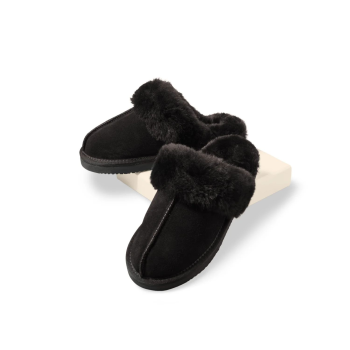 ESMARA® Damen Premium Lammfellhausschuhe (Schwarz, 37) - B-Ware neuwertig