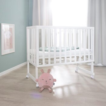 roba Stuben- & Beistellbett 3in1 mit Barriere + Matratze, Holz weiß - B-Ware