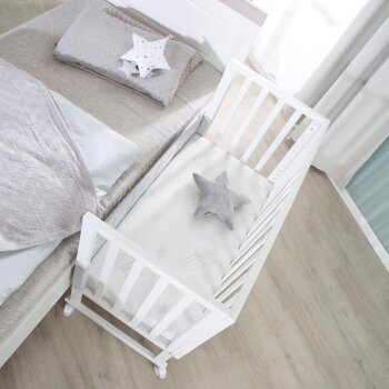 roba Stuben- & Beistellbett 3in1 mit Barriere + Matratze, Holz weiß - B-Ware