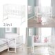 roba Stuben- & Beistellbett 3in1 mit Barriere + Matratze, Holz weiß - B-Ware