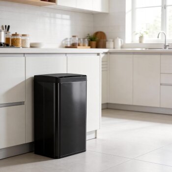 Ribelli Mülleimer, aus Edelstahl, 50 L, schwarz -...