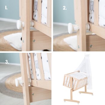 roba Komplettwiegenset Sternenzauber grau, aus Bio-Buche, 40 x 90 cm, natur - B-Ware Transportschaden M (Möbel)