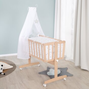 roba Komplettwiegenset Sternenzauber grau, aus Bio-Buche, 40 x 90 cm, natur - B-Ware Transportschaden M (Möbel)