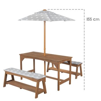 roba Kindersitzgruppe Little Stars, mit Sitzauflage und Schirm, teak - B-Ware gut