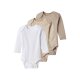 LUPILU® Baby-Wickelbodys, 3 Stück (weiß/beige/dunkelbeige, 62/68) - B-Ware neuwertig