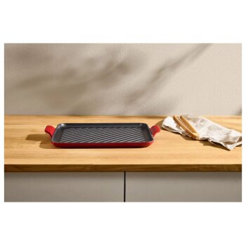 SILVERCREST® Premium-Gusseisenpizzaplatte Ø 31 cm \ Premium-Gusseisengrillplatte L 36,0 x B 26,0 cm (grillplatte/rot) - B-Ware neuwertig
