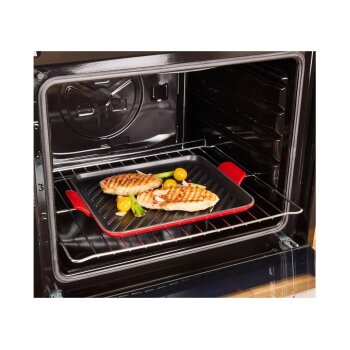 SILVERCREST® Premium-Gusseisenpizzaplatte Ø 31 cm \ Premium-Gusseisengrillplatte L 36,0 x B 26,0 cm (grillplatte/rot) - B-Ware neuwertig