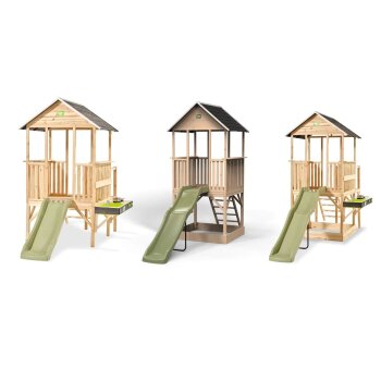 EXIT TOYS Panorama Holzspielhaus mit Rutsche - B-Ware
