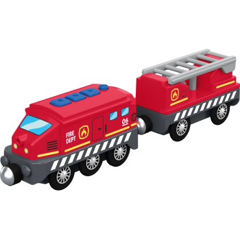 LUPILU® Elektrische Lok mit Anhänger (Feuerwehr)...