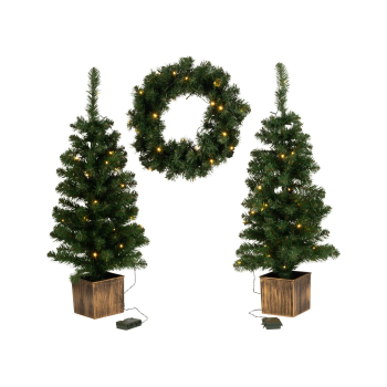 LIVARNO® LED-Weihnachtsbaum-Adventskranz-Set, 3-tlg....