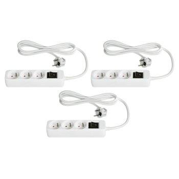 TRONIC® Steckdosenleiste, 3er-Set, weiß -...