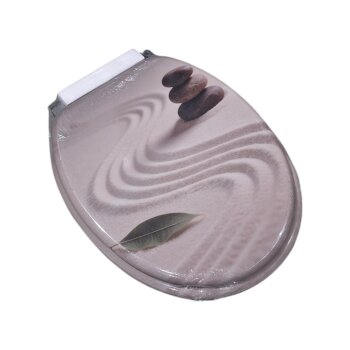 Ribelli WC-Sitz mit Absenkautomatik, O-Form, Sand-und-Steine-Motiv - B-Ware