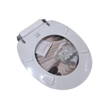 Ribelli WC-Sitz mit Absenkautomatik, O-Form, Sand-und-Steine-Motiv - B-Ware