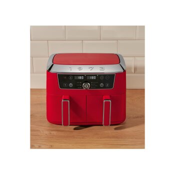SILVERCREST® Doppelzonen-Heißluftfritteuse Retro 1973 - SHFDDR 2600 C2, rot - B-Ware neuwertig