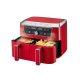 SILVERCREST® Doppelzonen-Heißluftfritteuse Retro 1973 - SHFDDR 2600 C2, rot - B-Ware neuwertig