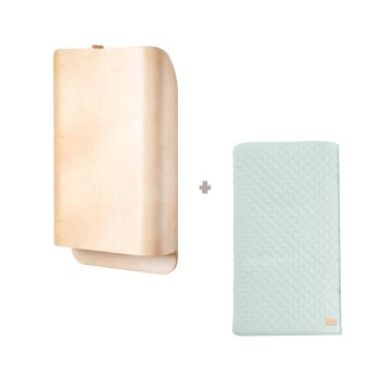 roba Wandwickelregal - Klappbares Wickelregal aus Holz natur + Wickelauflage roba Style Frosty green - B-Ware