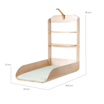 roba Wandwickelregal - Klappbares Wickelregal aus Holz natur + Wickelauflage roba Style Frosty green - B-Ware