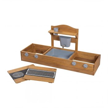 roba 2in1-Balkonsandkasten, mit Matschküche, teak - B-Ware neuwertig