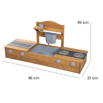 roba 2in1-Balkonsandkasten, mit Matschküche, teak - B-Ware neuwertig