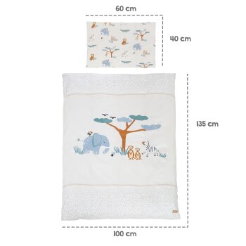 roba Kinderbettset Savanna Friends, 70 x 140 cm, naturgrau - B-Ware neuwertig