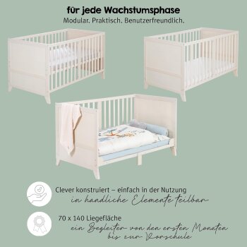 roba Kinderbettset Savanna Friends, 70 x 140 cm, naturgrau - B-Ware neuwertig