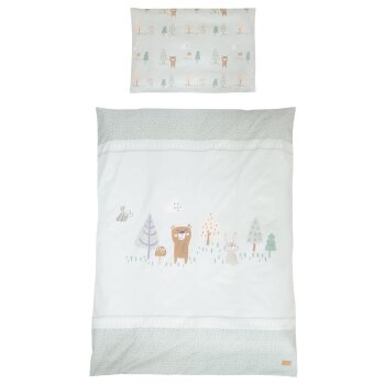 roba Kinderbettset Woodland Buddies, 70 x 140 cm, weiß/pastellgrün - B-Ware neuwertig