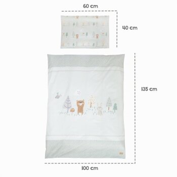 roba Kinderbettset Woodland Buddies, 70 x 140 cm, weiß/pastellgrün - B-Ware neuwertig