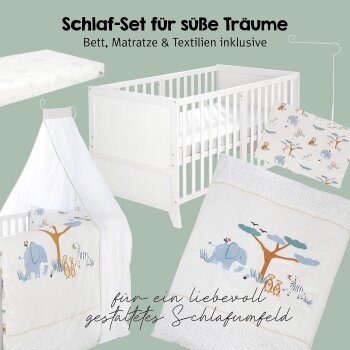 roba Kinderbettset Savanna Friends, 70 x 140 cm, weiß - B-Ware neuwertig