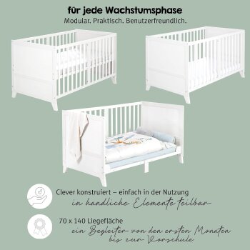 roba Kinderbettset Savanna Friends, 70 x 140 cm, weiß - B-Ware neuwertig