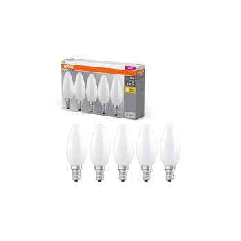 OSRAM LED-Leuchtmittel Base Retro, 5 Stück, CLB40, E14, 470lm, 2700 K, Matt - B-Ware sehr gut
