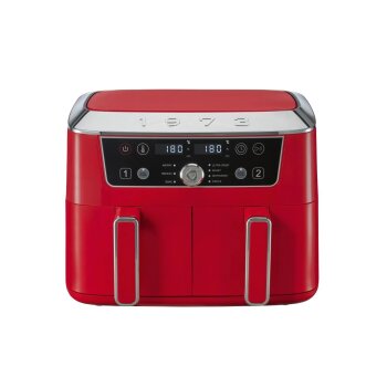 SILVERCREST® Doppelzonen-Heißluftfritteuse Retro 1973 - SHFDDR 2600 C2, rot - B-Ware sehr gut