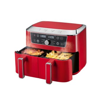 SILVERCREST® Doppelzonen-Heißluftfritteuse Retro 1973 - SHFDDR 2600 C2, rot - B-Ware sehr gut