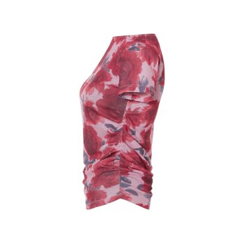 ESMARA® Damen T-Shirt mit seitlicher Raffung (pink/rot, M(40/42)) - B-Ware neuwertig