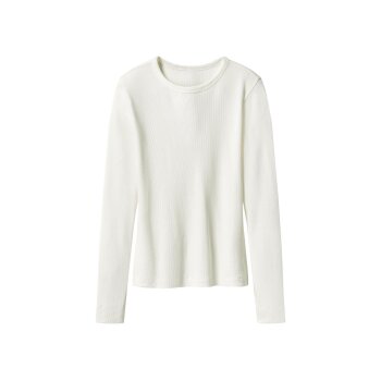ESMARA® Damen Geripptes Langarmshirt (Weiß, XL(48/50)) - B-Ware neuwertig