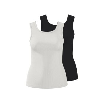 ESMARA® Damen Gerippte Tops, 2 Stück (Schwarz/weiß, M(40/42)) - B-Ware neuwertig
