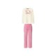 esmara® Damen Plüsch-Pyjama aus wärmender Plüsch-Qualität (creme/pink, L (44/46)) - B-Ware neuwertig