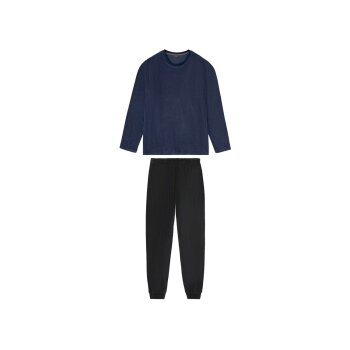 LIVERGY® Herren Pyjama, aus Frottee, mit Baumwolle (marine/schwarz, L (52/54)) - B-Ware neuwertig