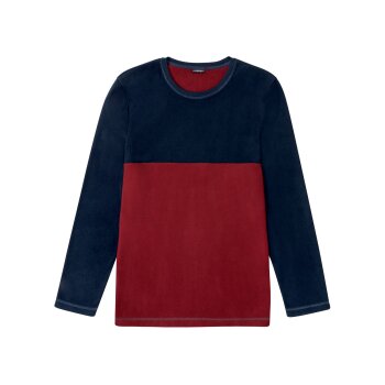 LIVERGY Herren Pyjama, in wärmender Fleece-Qualität (navy/rot, M (48/50)) - B-Ware neuwertig