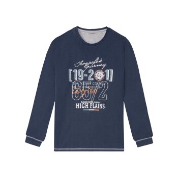LIVERGY® Herren Pyjama, leger geschnitten (Druck marine/grau, XL (56/58)) - B-Ware neuwertig