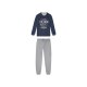 LIVERGY® Herren Pyjama, leger geschnitten (Druck marine/grau, XL (56/58)) - B-Ware neuwertig