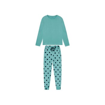 ESMARA® Damen-Baumwollpyjama, XS, grün/blau - B-Ware neuwertig