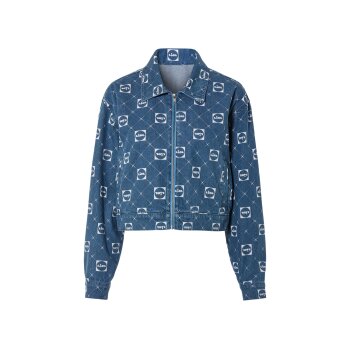 esmara® Damen Oversize-Jeansjacke mit Lidl-Print (Blau/Weiß, 42) - B-Ware neuwertig