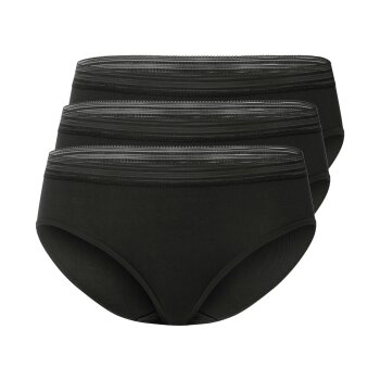 esmara® Damen Slips, 3 Stück, seamless, mit Spitze (Schwarz, S(36/38)) - B-Ware neuwertig