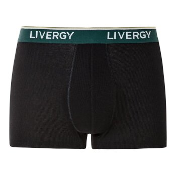 LIVERGY® Herren Boxer, 3 Stück, modische Ripp-Qualität (schwarz/dunkelgrün, 6/L) - B-Ware neuwertig
